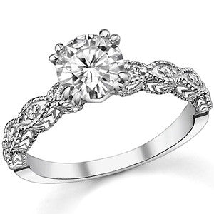 Round Brilliant Moissanite Antique Engagement Ring (0.08ct)