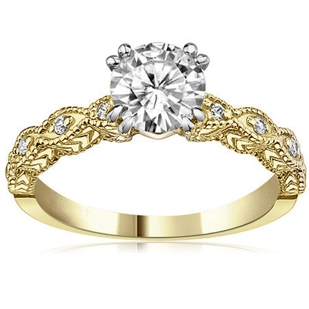 Round Brilliant Moissanite Antique Engagement Ring (0.08ct)