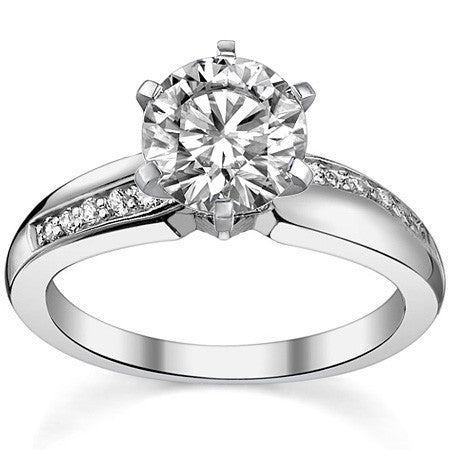 Round Brilliant Moissanite Engagement Ring, 0.10ct
