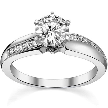 Round Brilliant Moissanite Engagement Ring, 0.10ct