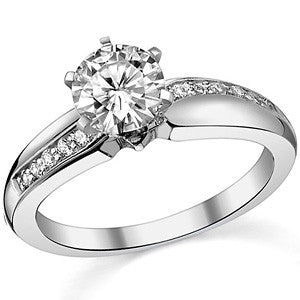 Round Brilliant Moissanite Engagement Ring, 0.10ct