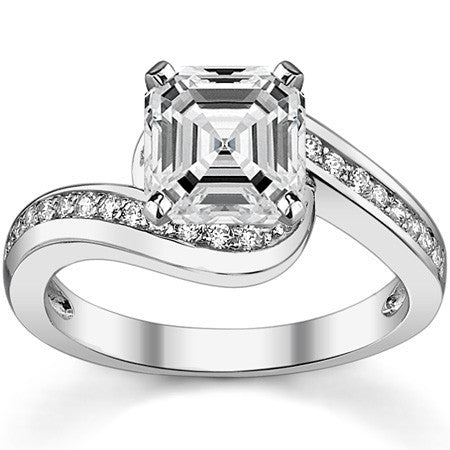 Round Brilliant Moissanite Bypass Engagement Ring, 0.24ct