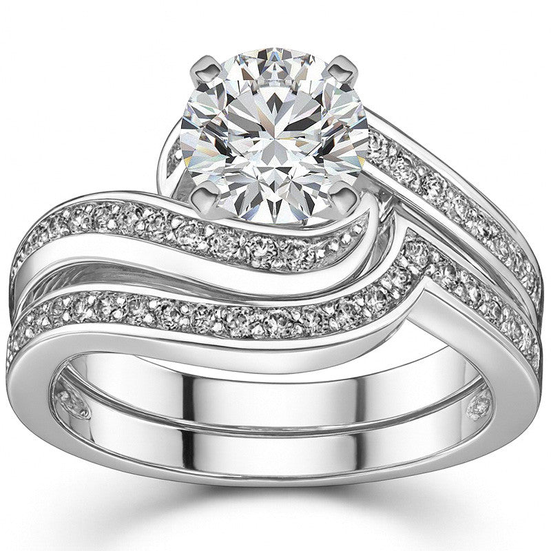 Round Brilliant Moissanite Bypass Engagement Ring, 0.24ct