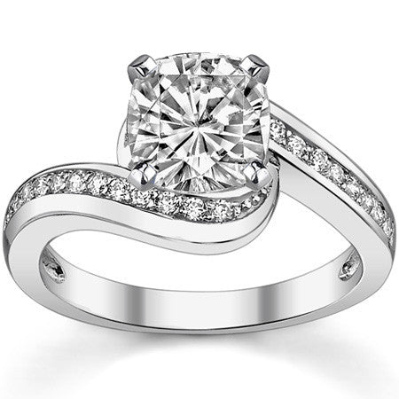 Round Brilliant Moissanite Bypass Engagement Ring, 0.24ct
