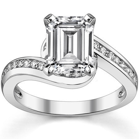 Round Brilliant Moissanite Bypass Engagement Ring, 0.24ct