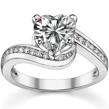 Round Brilliant Moissanite Bypass Engagement Ring, 0.24ct
