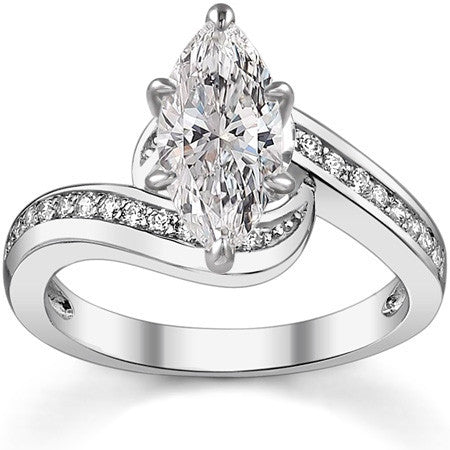 Round Brilliant Moissanite Bypass Engagement Ring, 0.24ct