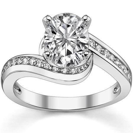 Round Brilliant Moissanite Bypass Engagement Ring, 0.24ct