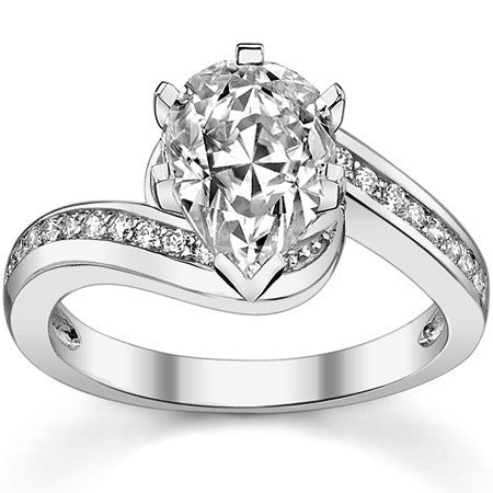 Round Brilliant Moissanite Bypass Engagement Ring, 0.24ct