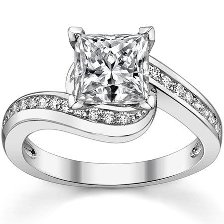 Round Brilliant Moissanite Bypass Engagement Ring, 0.24ct