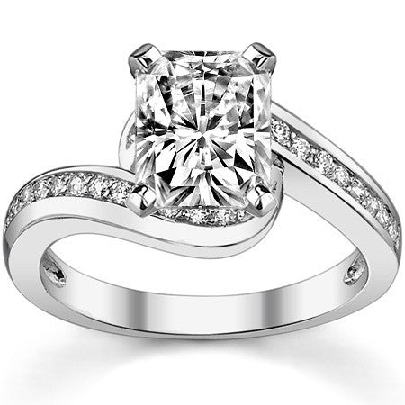 Round Brilliant Moissanite Bypass Engagement Ring, 0.24ct