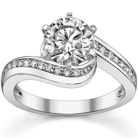 Round Brilliant Moissanite Bypass Engagement Ring, 0.24ct