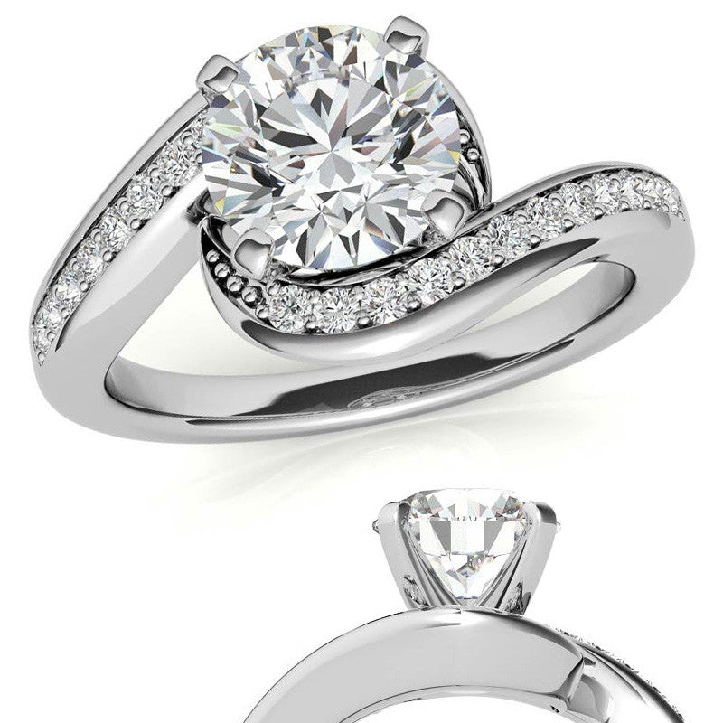 Round Brilliant Moissanite Bypass Engagement Ring, 0.24ct