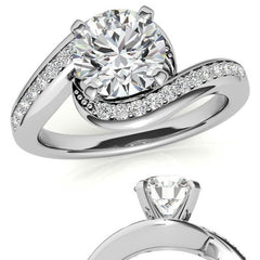 Round Brilliant Moissanite Bypass Engagement Ring, 0.24ct