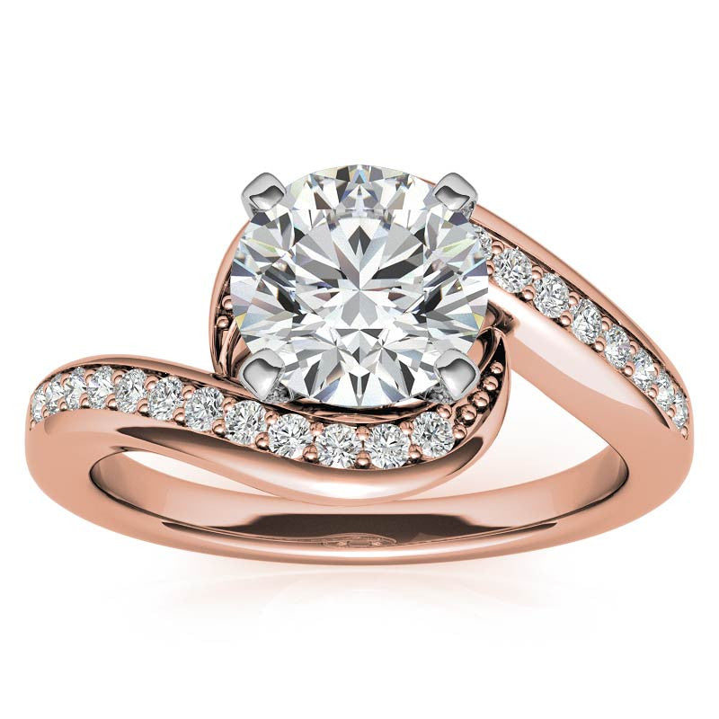 Round Brilliant Moissanite Bypass Engagement Ring, 0.24ct