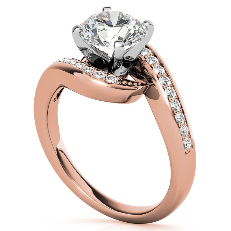 Round Brilliant Moissanite Bypass Engagement Ring, 0.24ct