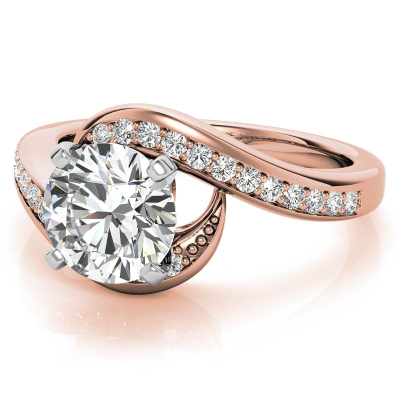 Round Brilliant Moissanite Bypass Engagement Ring, 0.24ct