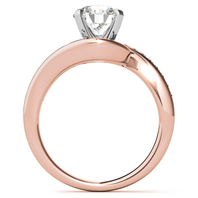 Round Brilliant Moissanite Bypass Engagement Ring, 0.24ct