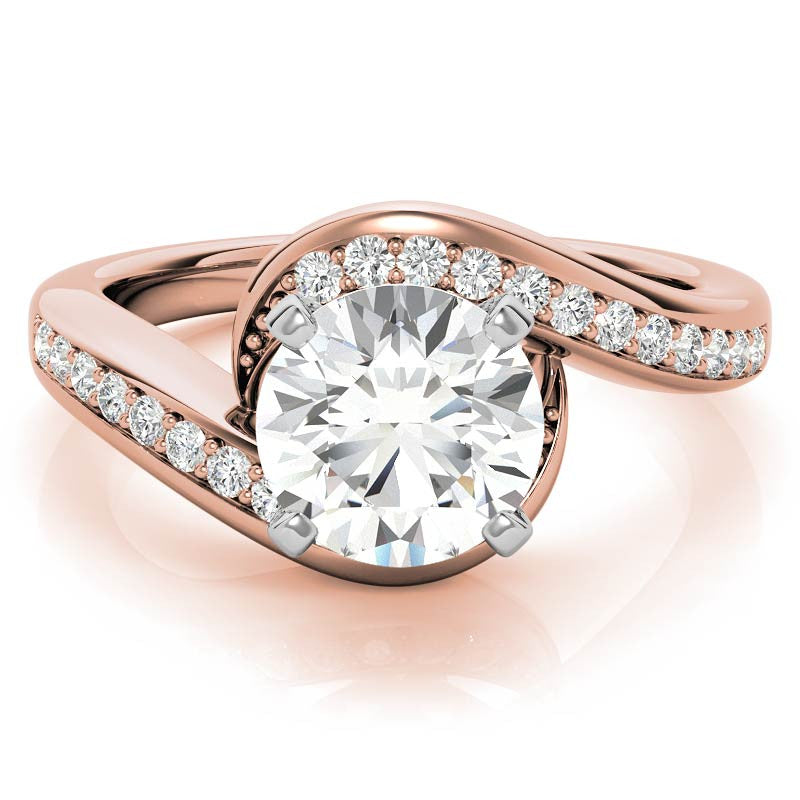 Round Brilliant Moissanite Bypass Engagement Ring, 0.24ct