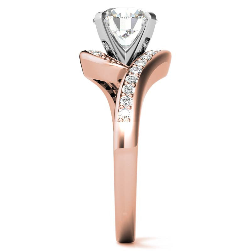 Round Brilliant Moissanite Bypass Engagement Ring, 0.24ct