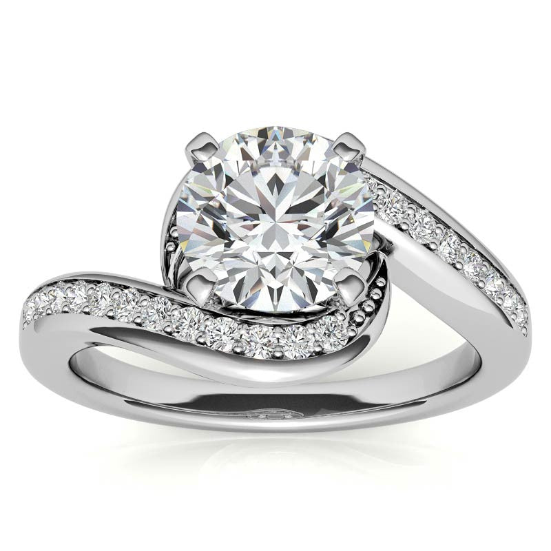 Round Brilliant Moissanite Bypass Engagement Ring, 0.24ct