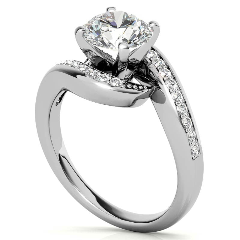 Round Brilliant Moissanite Bypass Engagement Ring, 0.24ct