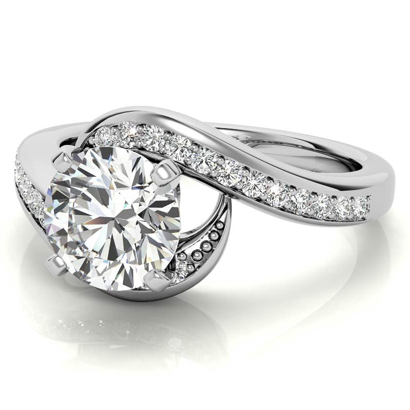 Round Brilliant Moissanite Bypass Engagement Ring, 0.24ct