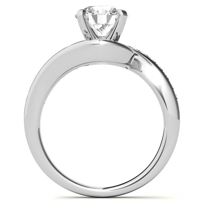 Round Brilliant Moissanite Bypass Engagement Ring, 0.24ct