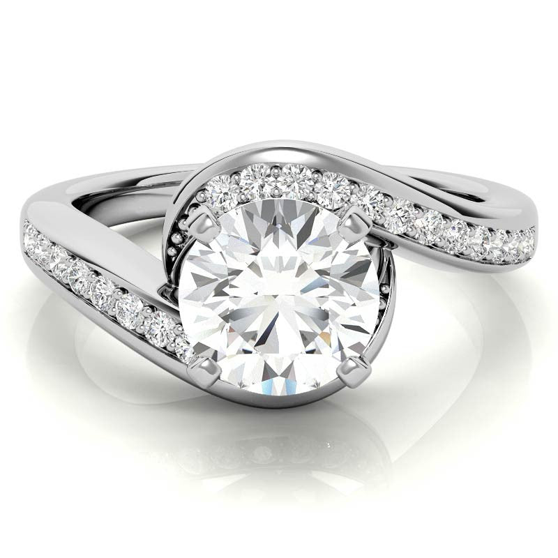 Round Brilliant Moissanite Bypass Engagement Ring, 0.24ct
