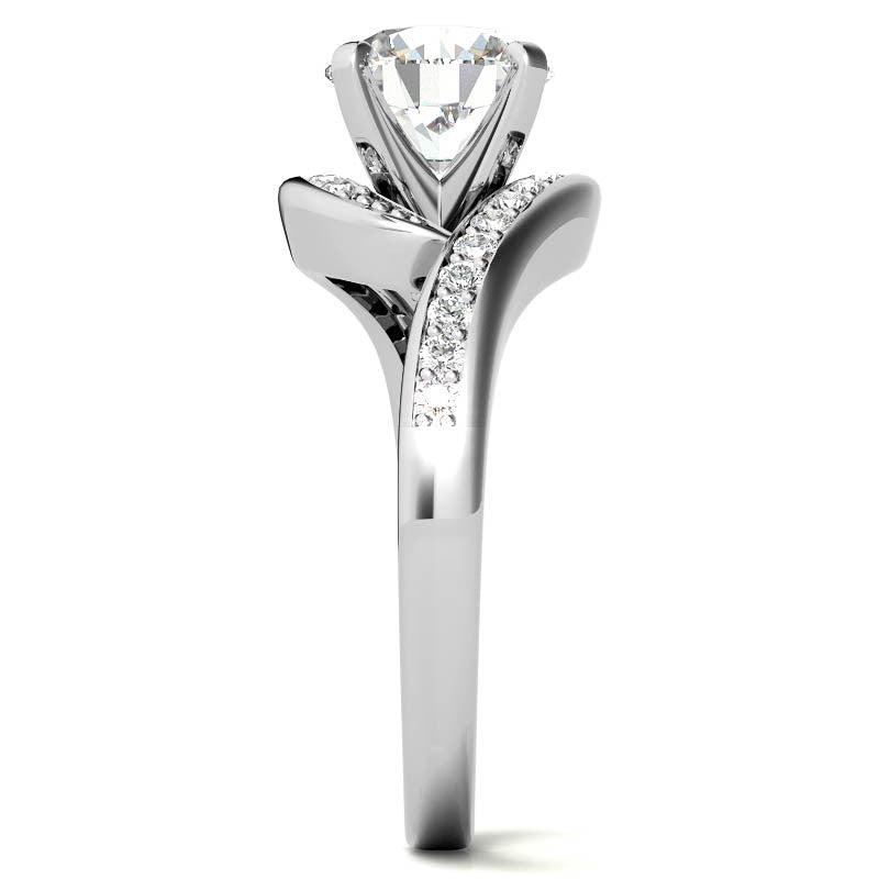 Round Brilliant Moissanite Bypass Engagement Ring, 0.24ct