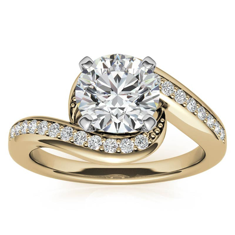 Round Brilliant Moissanite Bypass Engagement Ring, 0.24ct