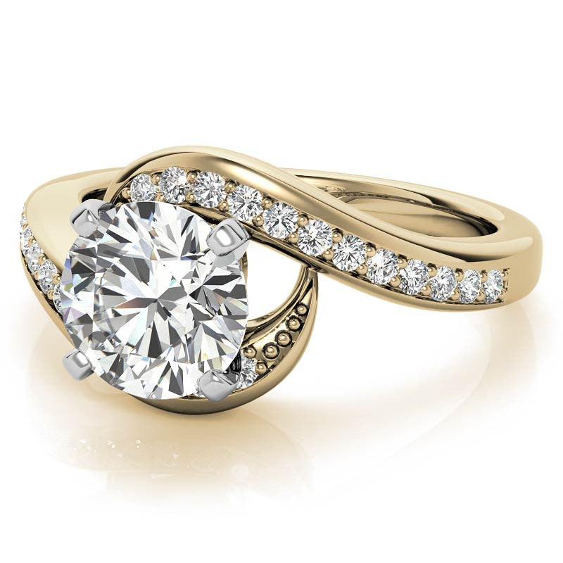 Round Brilliant Moissanite Bypass Engagement Ring, 0.24ct