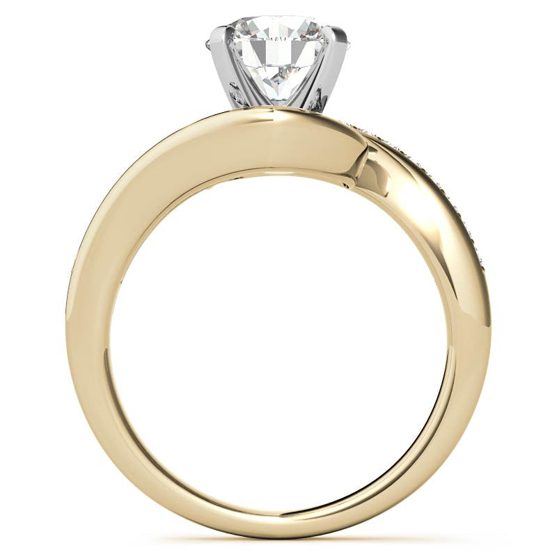 Round Brilliant Moissanite Bypass Engagement Ring, 0.24ct