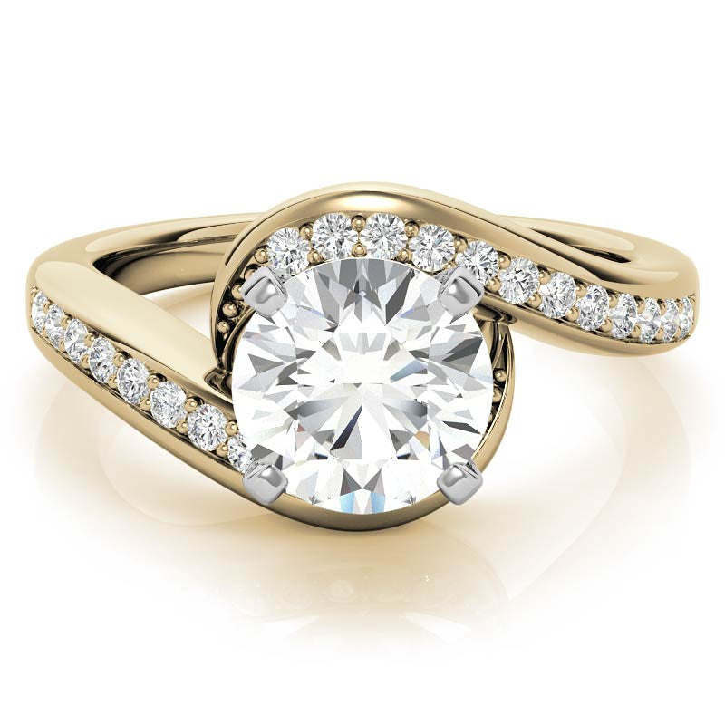 Round Brilliant Moissanite Bypass Engagement Ring, 0.24ct