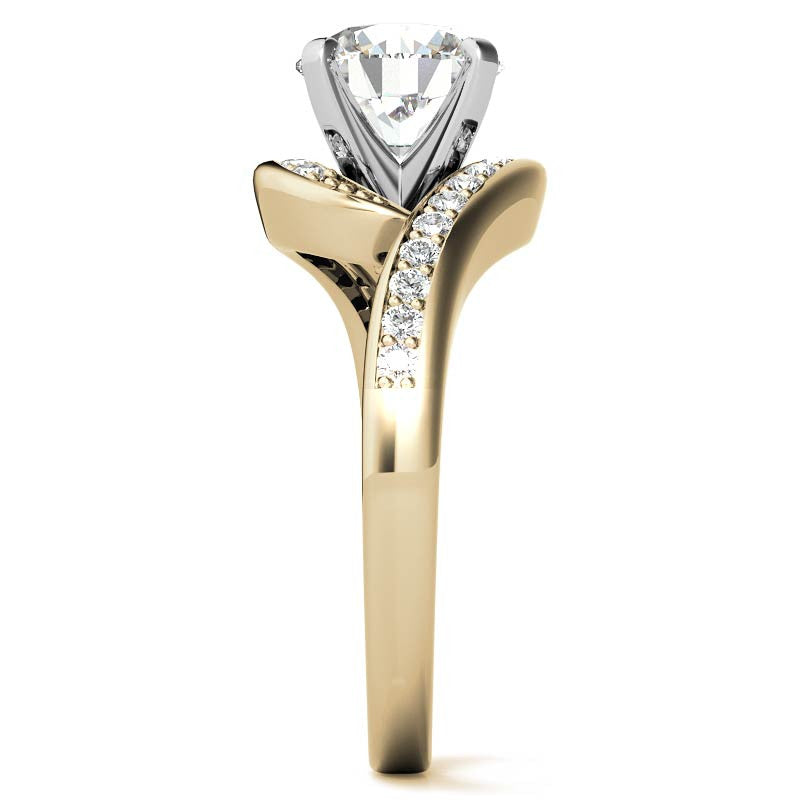 Round Brilliant Moissanite Bypass Engagement Ring, 0.24ct