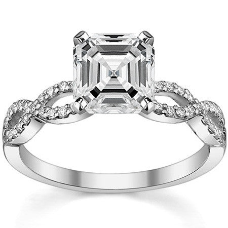 Moissanite & Diamond Infinity Twisted Engagement Ring, 0.21ct