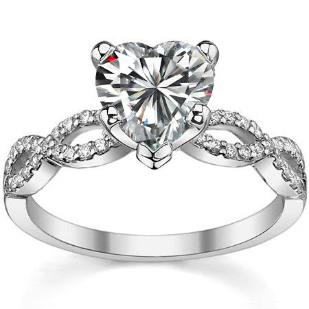 Moissanite & Diamond Infinity Twisted Engagement Ring, 0.21ct