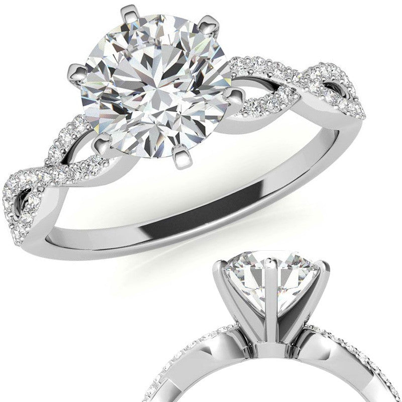 Moissanite & Diamond Infinity Twisted Engagement Ring, 0.21ct