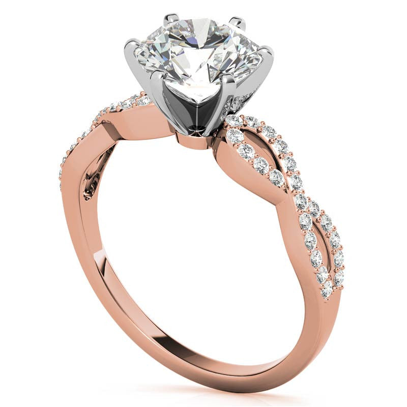 Moissanite & Diamond Infinity Twisted Engagement Ring, 0.21ct