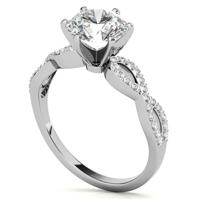 Moissanite & Diamond Infinity Twisted Engagement Ring, 0.21ct