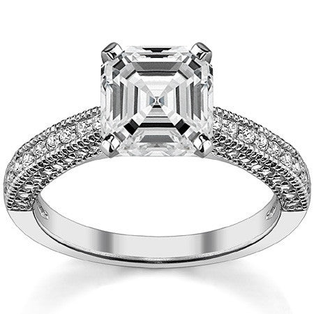 Moissanite & Diamond Cathedral Milgrain Engagement Ring (0.38ct)