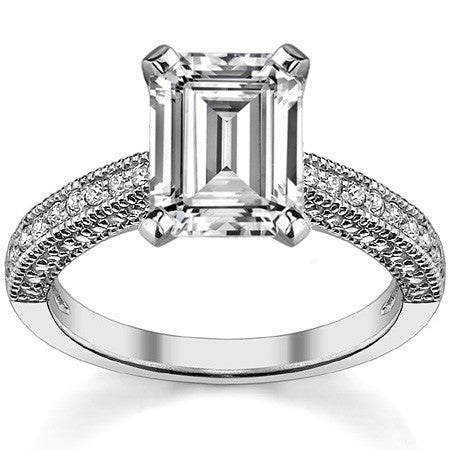 Moissanite & Diamond Cathedral Milgrain Engagement Ring (0.38ct)