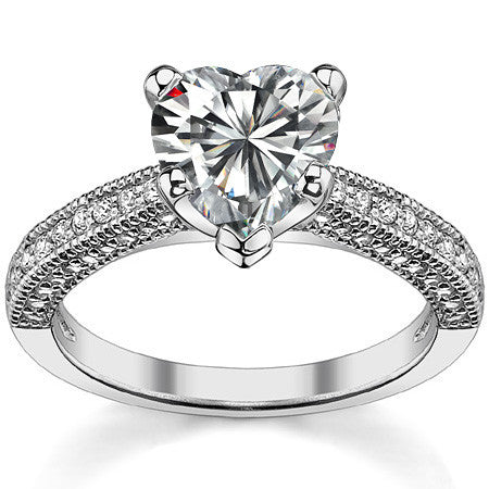 Moissanite & Diamond Cathedral Milgrain Engagement Ring (0.38ct)