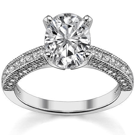 Moissanite & Diamond Cathedral Milgrain Engagement Ring (0.38ct)