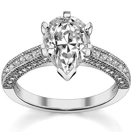 Moissanite & Diamond Cathedral Milgrain Engagement Ring (0.38ct)