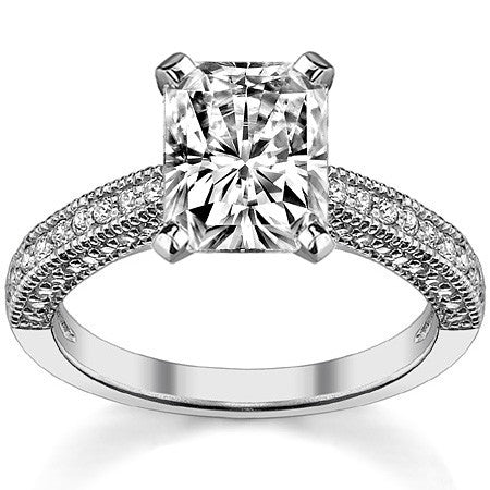 Moissanite & Diamond Cathedral Milgrain Engagement Ring (0.38ct)