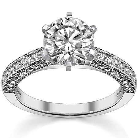 Moissanite & Diamond Cathedral Milgrain Engagement Ring (0.38ct)