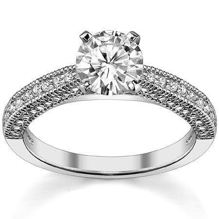 Moissanite & Diamond Cathedral Milgrain Engagement Ring (0.38ct)