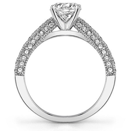 Moissanite & Diamond Cathedral Milgrain Engagement Ring (0.38ct)
