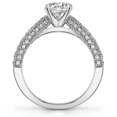Moissanite & Diamond Cathedral Milgrain Engagement Ring (0.38ct)